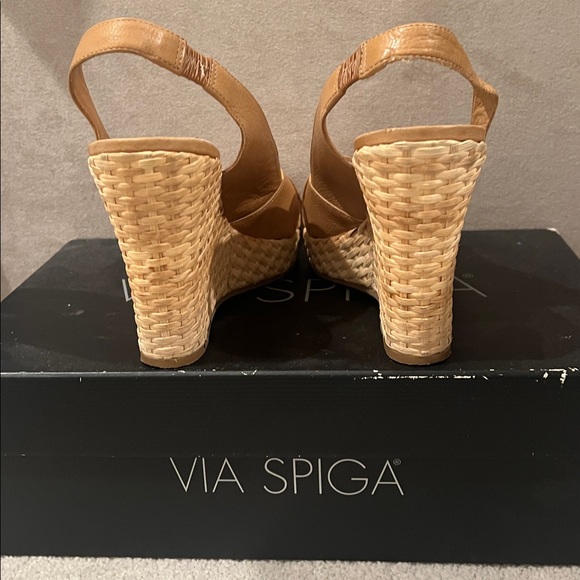 Via Spiga Camel Wedge Sandals - Picture 5 of 6